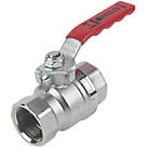 Pegler PB500 Compression Full Bore 1" Lever Ball Valve with Red Handle