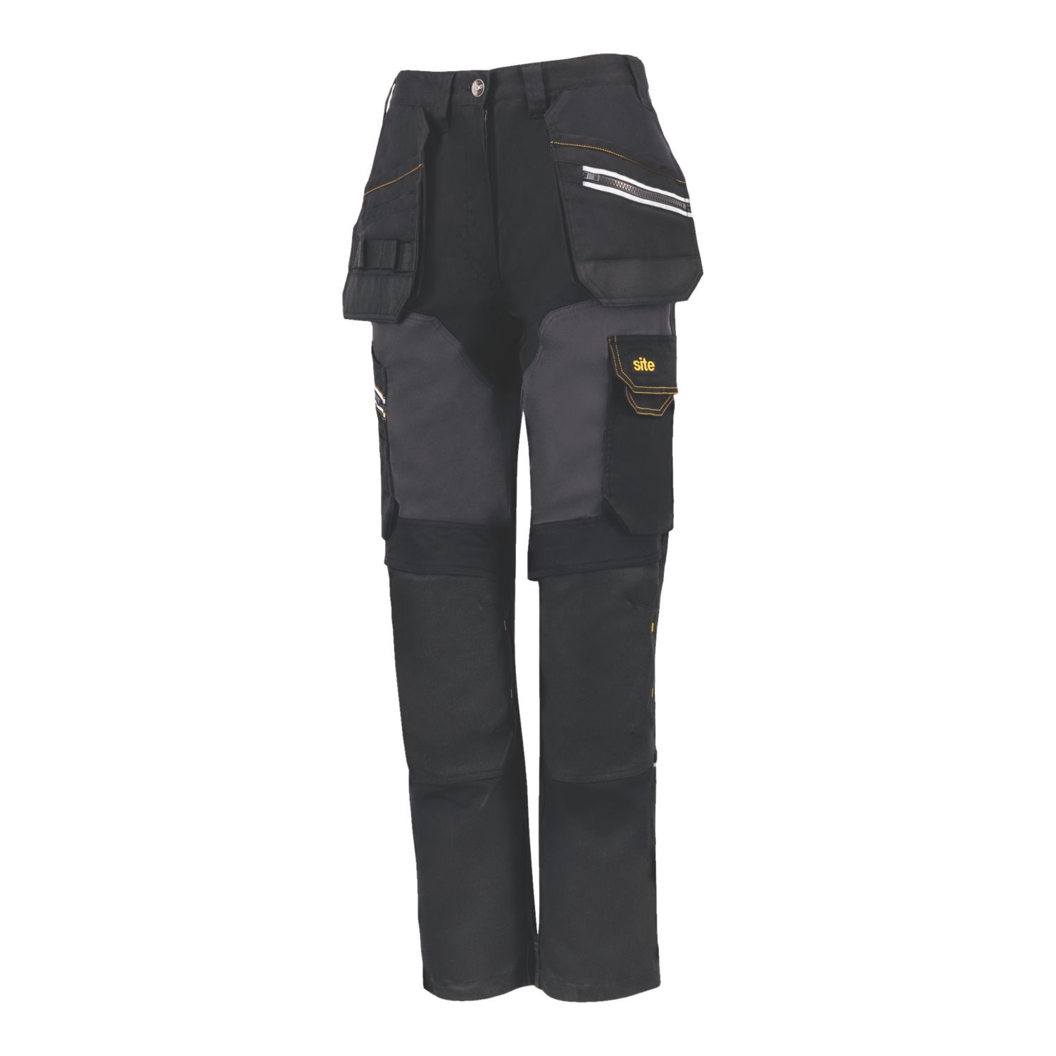 Site Kilani Womens Stretch Trousers Black / Grey Size 10 28" L (989CN)