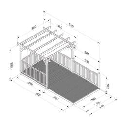 Forest Ultima 16' x 8' (Nominal) Flat Pergola & Decking Kit with 4 x Balustrades (2 Posts) & Canopy