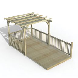 Forest Ultima 16' x 8' (Nominal) Flat Pergola & Decking Kit with 4 x Balustrades (2 Posts) & Canopy
