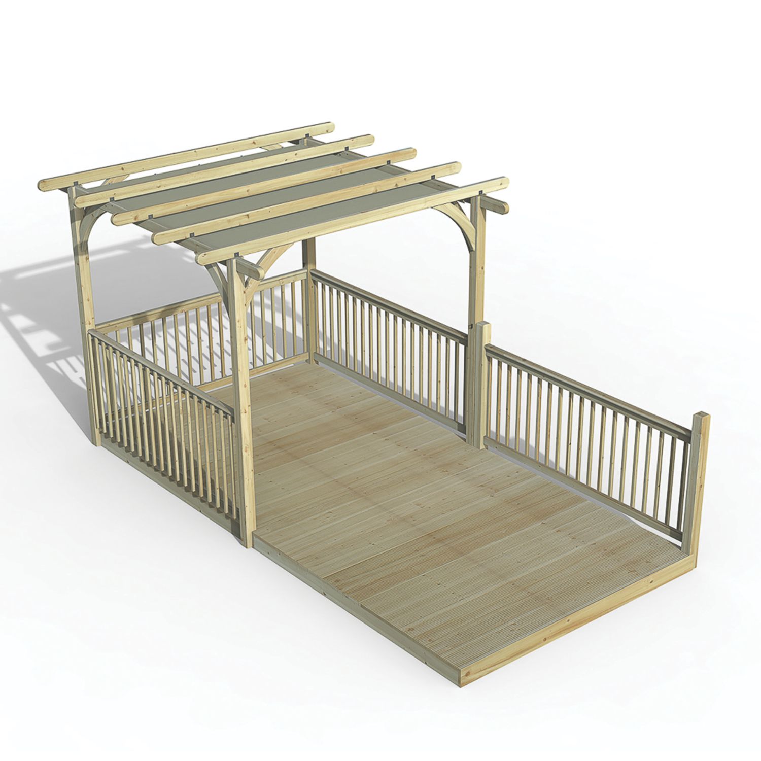 Forest Ultima 16' x 8' (Nominal) Flat Pergola & Decking Kit with 4 x Balustrades (2 Posts) & Canopy (989FL)