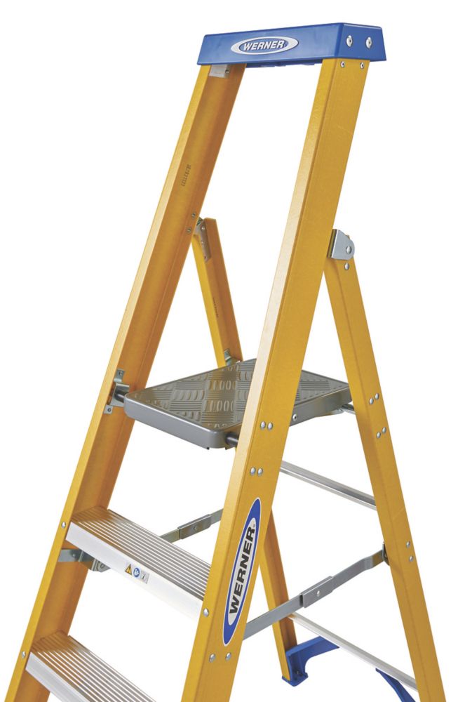Werner Fibreglass 3.41m 12 Step Platform Step Ladder Screwfix