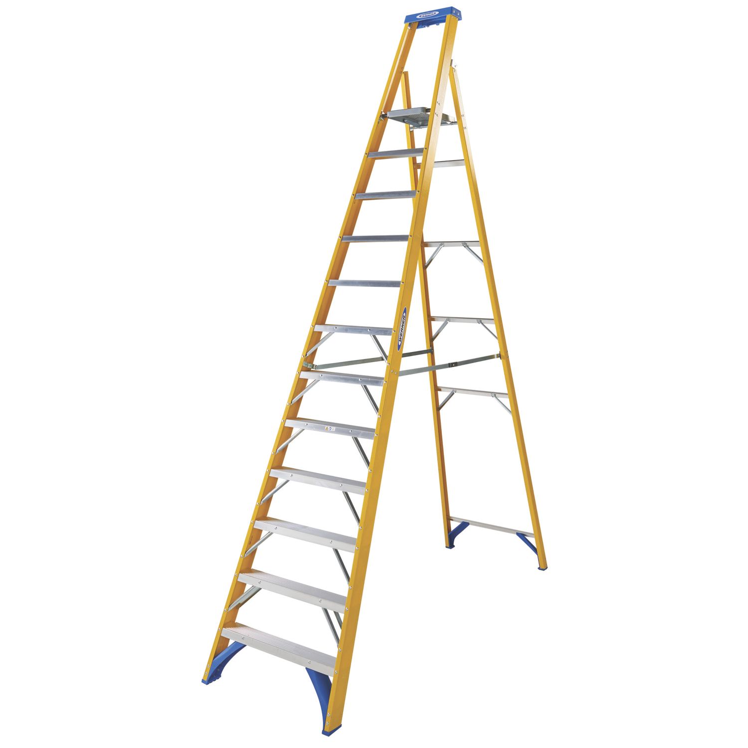 Werner Fibreglass 3.41m 12 Step Platform Step Ladder (989FV)