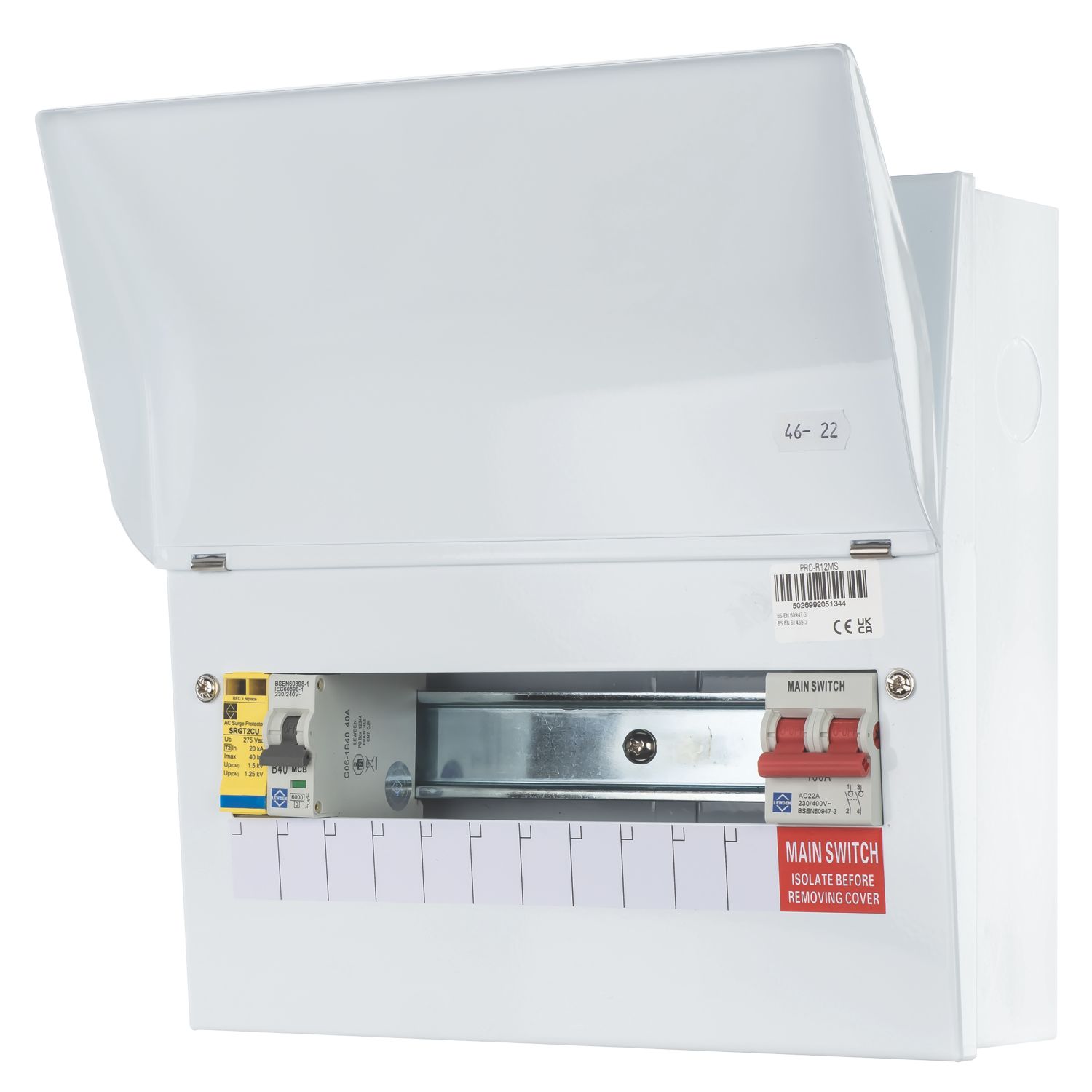 Lewden PRO 13-Module 9-Way Part-Populated Main Switch Consumer Unit with SPD (989HM)
