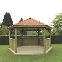 Forest HGG47MNECIN 15' 6" x 13' 6" (Nominal) Hexagonal Timber Gazebo with Base & Assembly