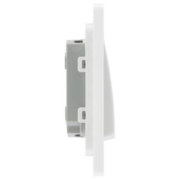 British General Evolve 20A 16AX 2-Gang 2-Way Wide Rocker Light Switch  Brushed Steel with White Inserts