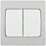 British General Evolve 20 A 16AX 2-Gang 2-Way Wide Rocker Light Switch  Brushed Steel with White Inserts