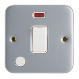 Contactum  20A 1-Gang DP Metal Clad Control Switch & Flex Outlet with Neon with White Inserts