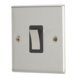 Contactum iConic 20A 1-Gang DP Control Switch Brushed Steel  with Black Inserts