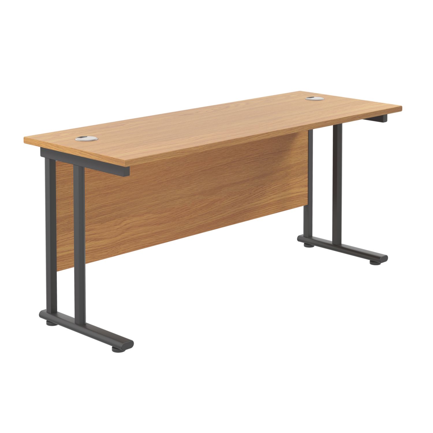 TC Group Aztec Twin Upright Rectangular Office Desk Nova Oak/Black 1600mm x 600mm (989TT)