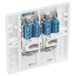 British General 800 Series 2-Gang Slave Telephone Socket White