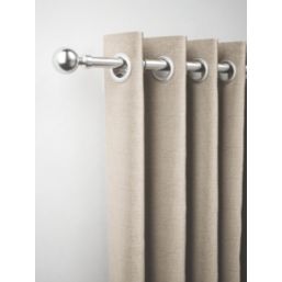 Rothley Brushed Stainless Steel Extendable Curtain Pole w/ Orb Finials 28mm x 125-216cm