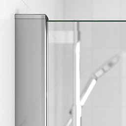 Aqualux Edge 8  Frameless Wet Room Glass Panel Polished Silver 900mm x 2000mm
