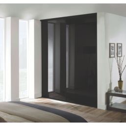 Spacepro Classic 2-Door Framed Glass Sliding Wardrobe Doors Black Frame Black Panel 1489mm x 2260mm