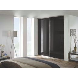 Spacepro Classic 2-Door Framed Glass Sliding Wardrobe Doors Black Frame Black Panel 1489mm x 2260mm