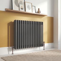 Flomasta 600mm x 605mm 2580BTU Anthracite Horizontal 3 Column Radiator
