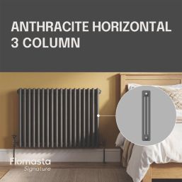 Flomasta 600mm x 605mm 2580BTU Anthracite Horizontal 3 Column Radiator