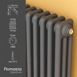 Flomasta 600mm x 605mm 2580BTU Anthracite Horizontal 3 Column Radiator
