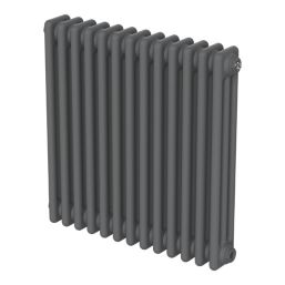 Flomasta 600mm x 605mm 2580BTU Anthracite Horizontal 3 Column Radiator