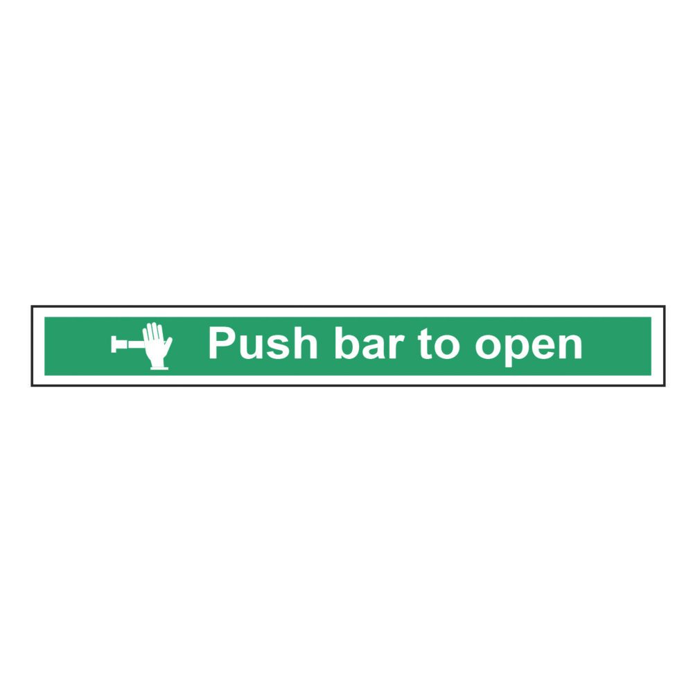 Essentials Non Photoluminescent "Push Bar To Open" Sign 75mm x 600mm
