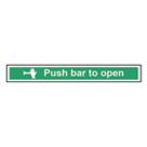 Essentials  Non Photoluminescent "Push Bar To Open" Sign 75mm x 600mm