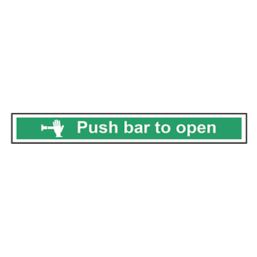 Essentials  Non Photoluminescent "Push Bar To Open" Sign 75mm x 600mm
