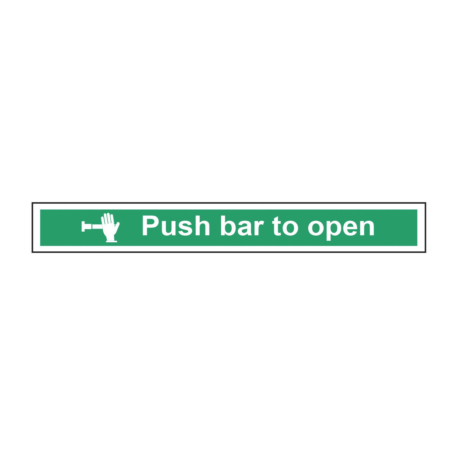 Essentials Non Photoluminescent "Push Bar To Open" Sign 75mm x 600mm (990FG)