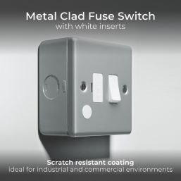 British General  13A Switched Metal Clad Fused Spur & Flex Outlet   with White Inserts