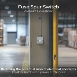 British General  13A Switched Metal Clad Fused Spur & Flex Outlet   with White Inserts