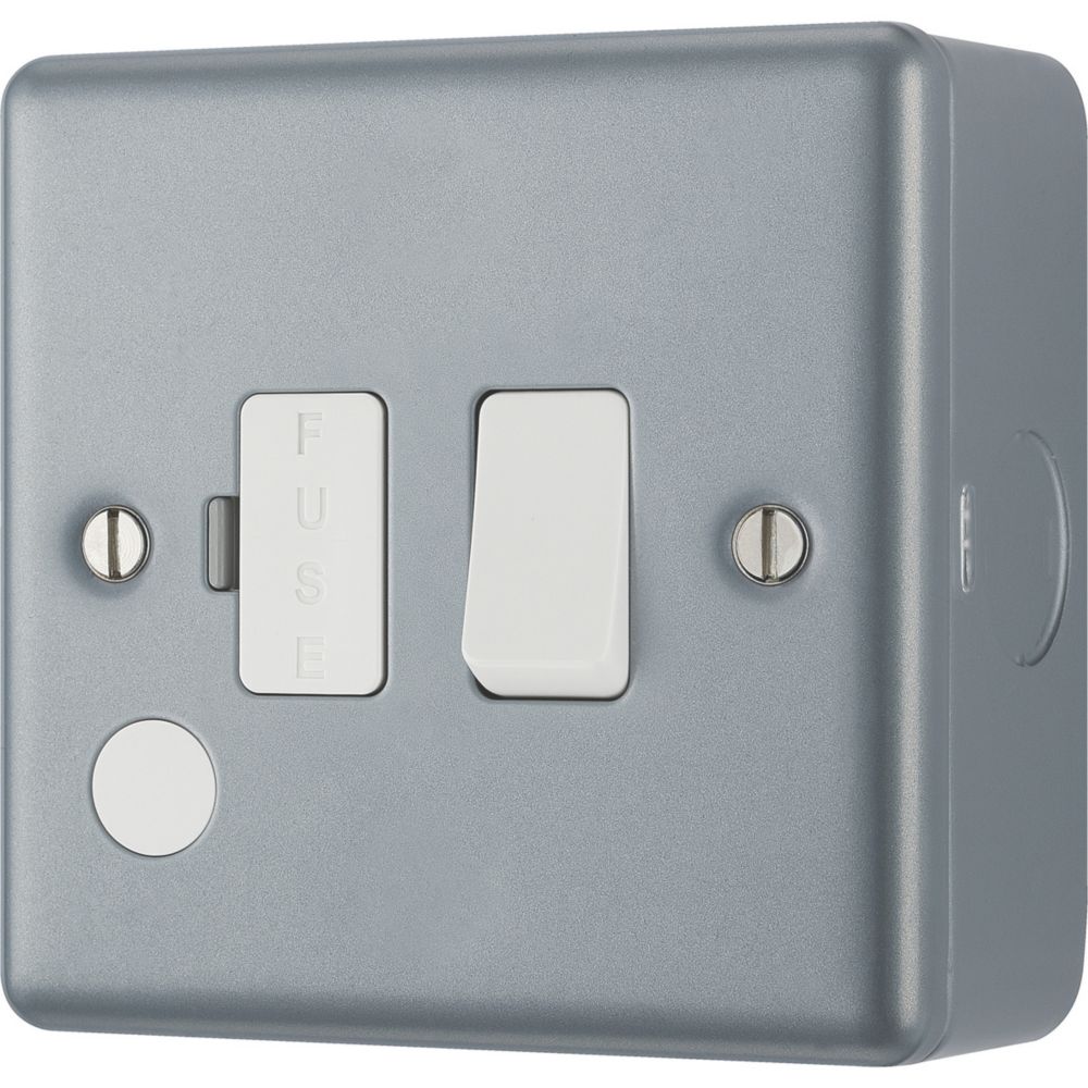 British General  13A Switched Metal Clad Fused Spur & Flex Outlet   with White Inserts