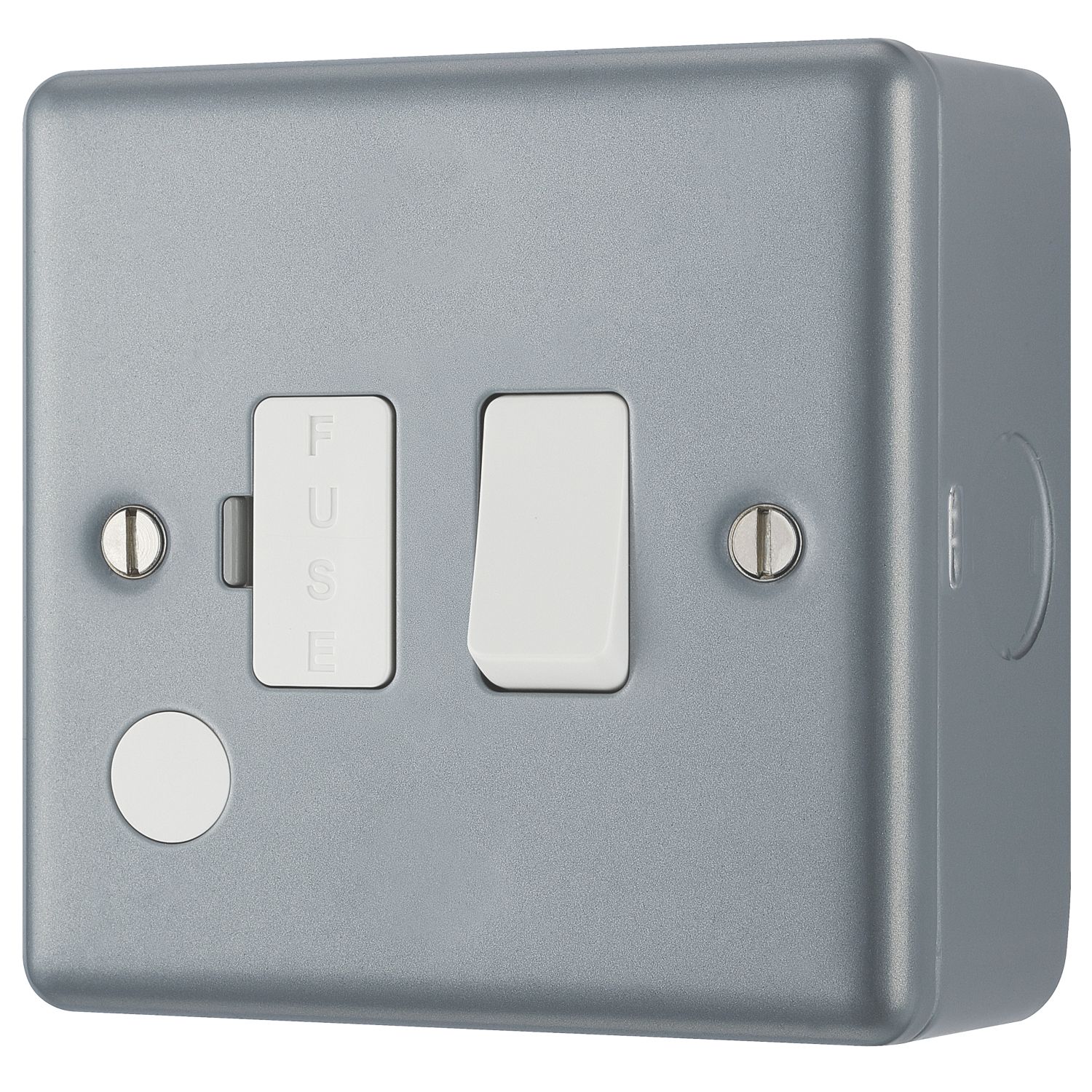 British General 13A Switched Metal Clad Fused Spur & Flex Outlet with White Inserts (990PF)