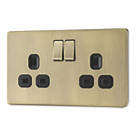 LAP  13A 2-Gang DP Switched Switched Socket Antique Brass  with Black Inserts