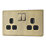 LAP  13A 2-Gang DP Switched Switched Socket Antique Brass  with Black Inserts