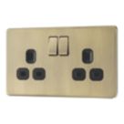 LAP  13A 2-Gang DP Switched Socket Antique Brass  with Black Inserts