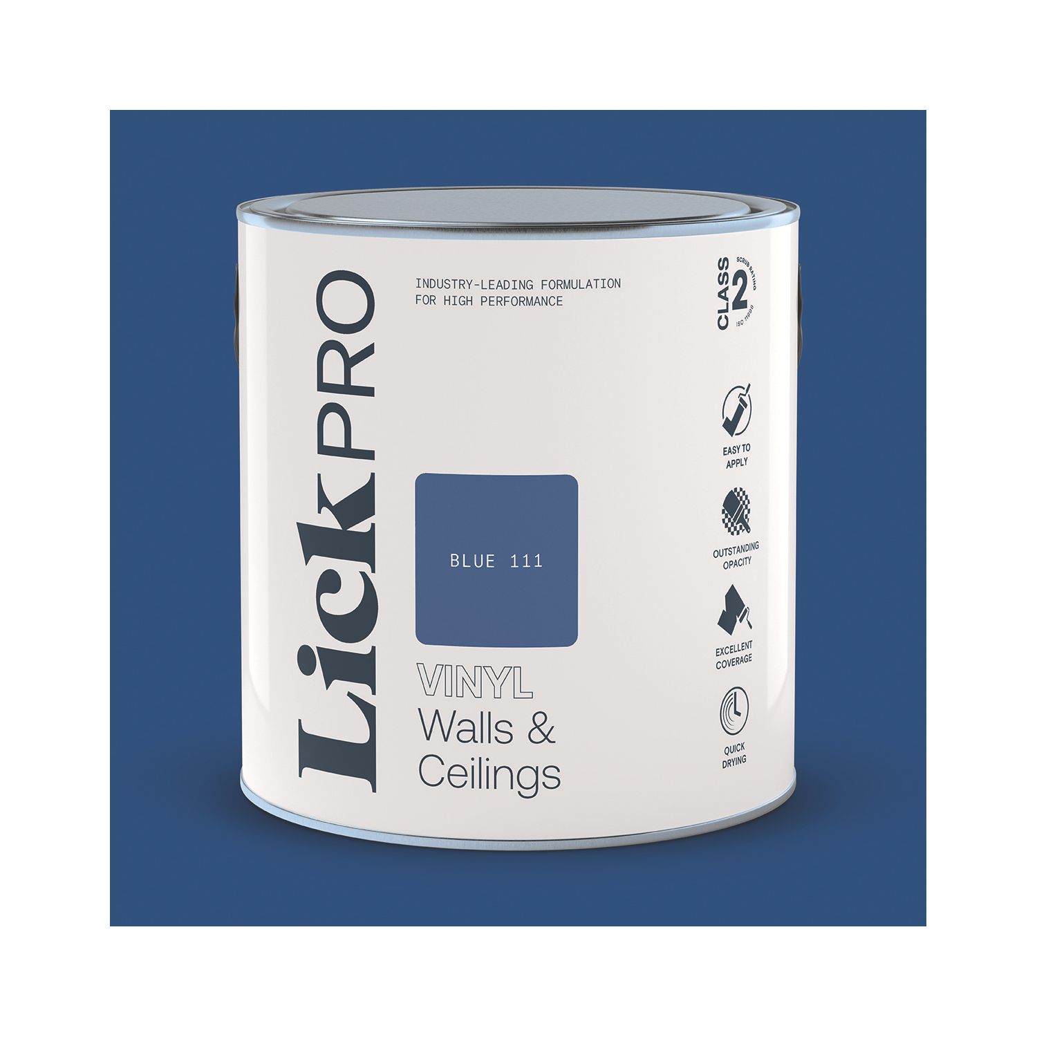 LickPro 2.5Ltr Blue 111 Vinyl Matt Emulsion Paint (990TM)
