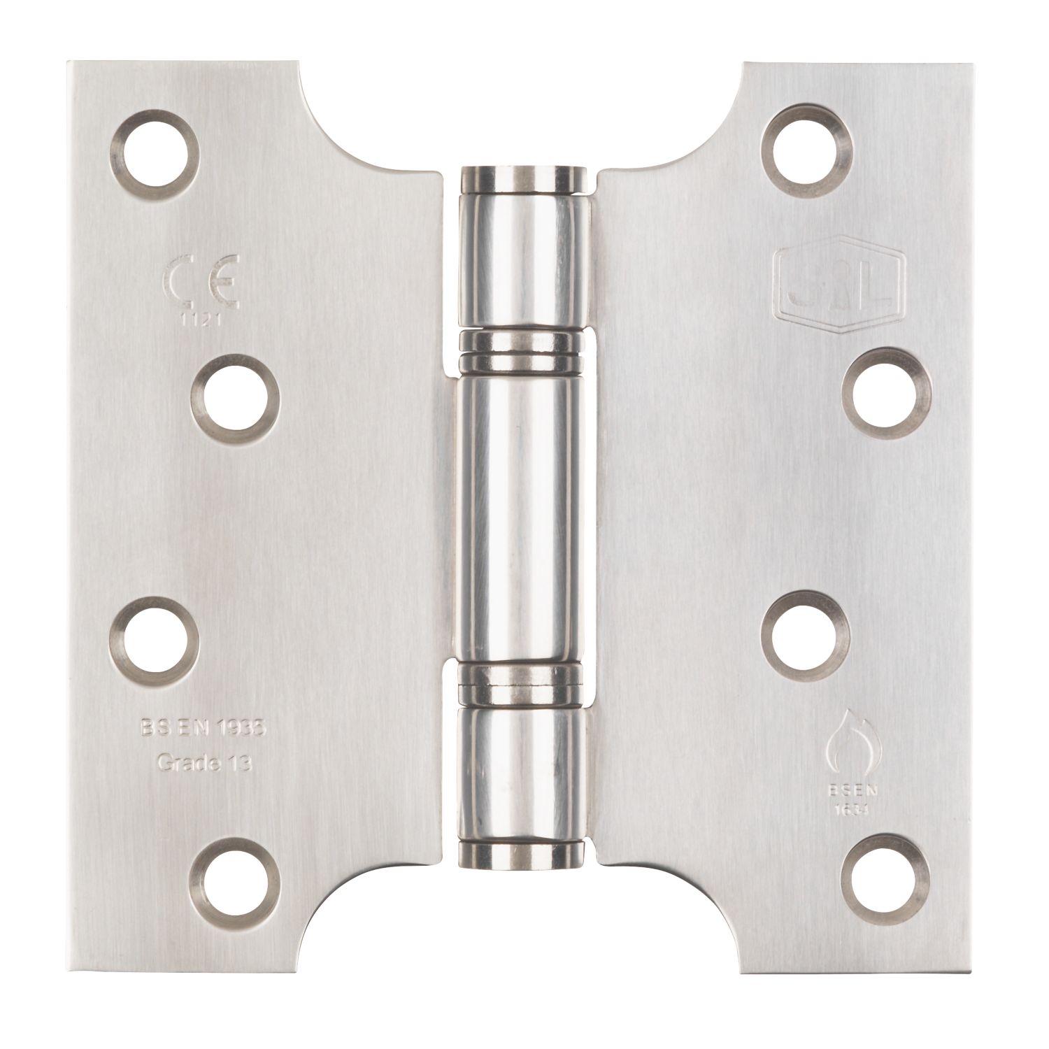 Smith & Locke Polished Stainless Steel Grade 13 Fire Rated Parliament Hinges 102mm x 102mm 2 Pack (9914J)