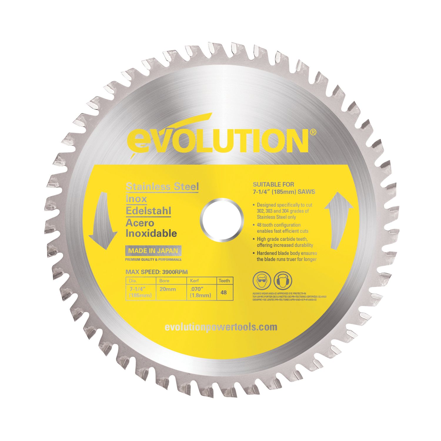 Evolution S185TCT-48CS Stainless Steel Circular Saw Blade 185mm x 20mm 48T (991AK)