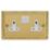 Varilight  13A 2-Gang 2-Pole Switched Socket Georgian Brass  with White Inserts