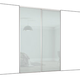 Spacepro Classic 2-Door Sliding Wardrobe Door Kit Silver Frame Arctic White Panel 1185mm x 2260mm