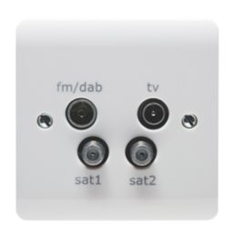 Crabtree Instinct 1-Gang Quadruplex Multimedia Socket White - Screwfix