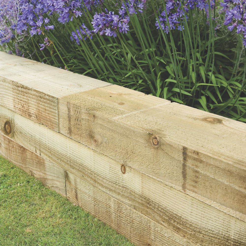 Forest Landscaping Sleepers Natural Timber 2.4m 4 Pack | Railway ...