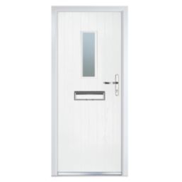 Crystal  Cottage 1-Light Left or Right-Handed White Composite Front Door 2055mm x 920mm