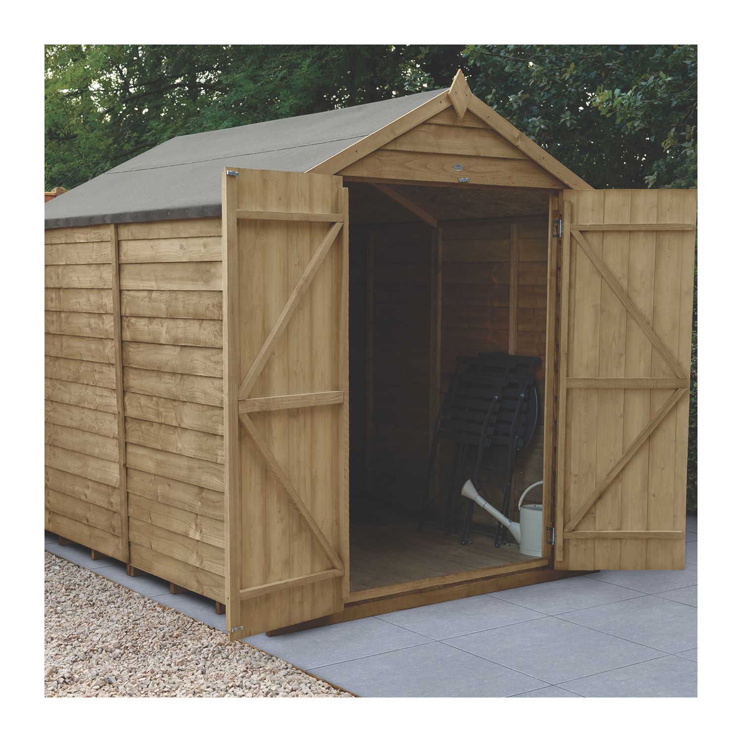 Forest 6' x 8' (Nominal) Apex Overlap Timber Shed with Base & Assembly (991JR)