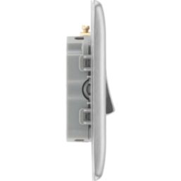 British General Nexus Metal 20A 16AX 3-Gang 2-Way Light Switch  Brushed Steel