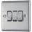 British General Nexus Metal 20A 16AX 3-Gang 2-Way Light Switch  Brushed Steel