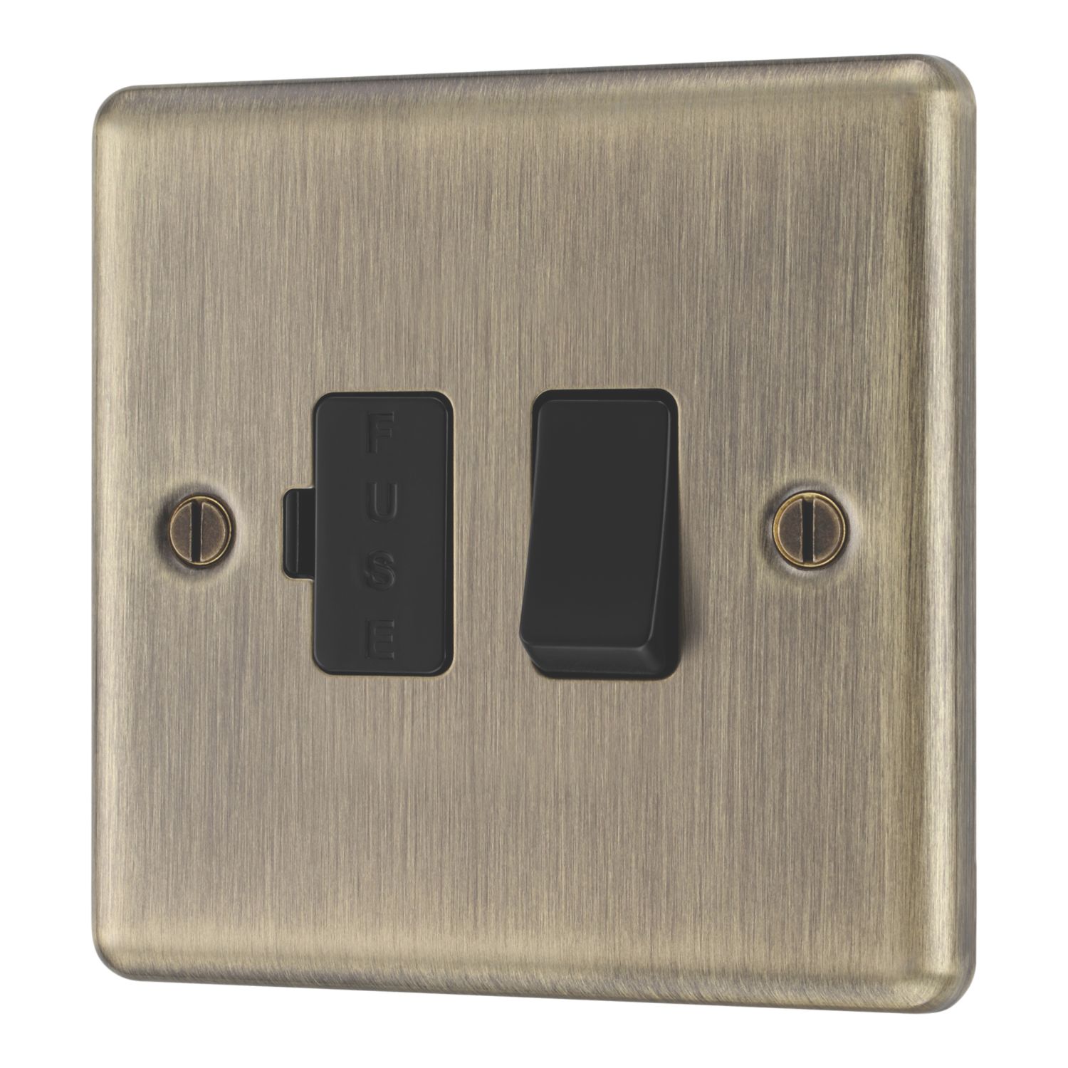 LAP 13A Switched Fused Spur Antique Brass with Black Inserts (991PN)