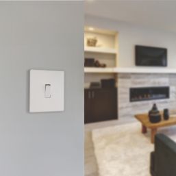 British General Evolve 20A 16AX 1-Gang Intermediate Light Switch Pearlescent White with Colour-Matched Inserts