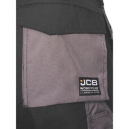 JCB Trade Plus Rip-Stop Work Trousers Black / Grey 28" W 32" L