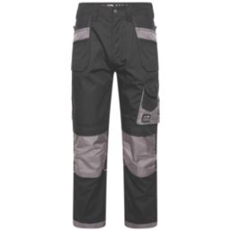 JCB Trade Plus Rip-Stop Work Trousers Black / Grey 28" W 32" L