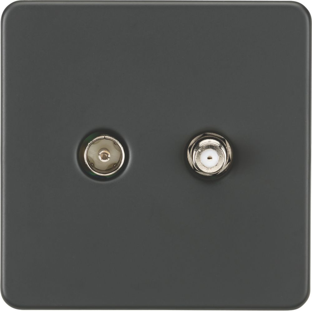 Knightsbridge 2Gang Isolated Coaxial TV & FType Satellite Socket